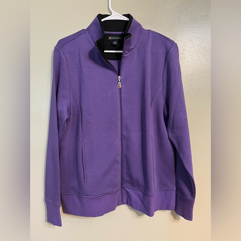 Sakmann Purple Full-Zip Women's Jacket Sweatshirt Cotton L